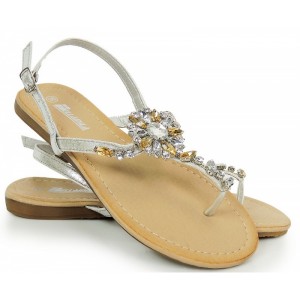 Stříbrné dámské sandály s kamínky