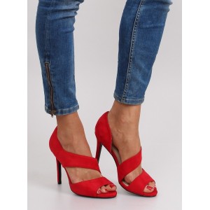 Elegantní červené dámské sandály podpatku
