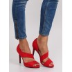 Elegantní červené dámské sandály podpatku