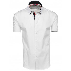 Pánské bílé košile s krátkým rukávem a lemováním