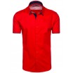 Pánská červená košile s krátkým rukávem slim fit