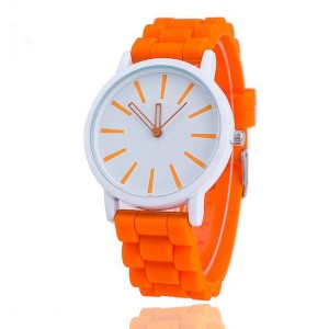 Dámské hodinky se silikonovým řemínkem oranžové barvy