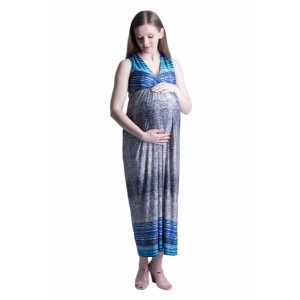 Dlouhé modré těhotenské šaty na léto
