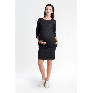 Elegantní černé těhotenské šaty nad kolena