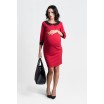 Červené těhotenské šaty s ozdobným límcem