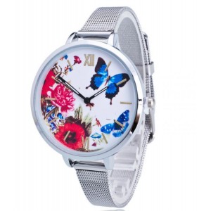 Dámské stříbrné hodinky s motýly