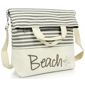 Pruhovaná plážová taška s nápisem