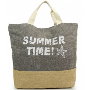 Šedá plážová taška s nápisem SUMMER TIME