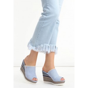 Letní světle modré dámské sandály na platformě