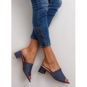 Letní dámské pantofle s otevřenou špičkou v modré barvě