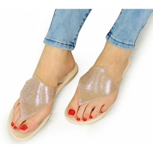 Zlaté dámské sandály s kamínky na léto