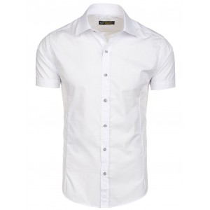 Elegantní pánské košile s krátkým rukávem bílé barvy