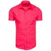 Růžová slim fit pánská košile s krátkým rukávem