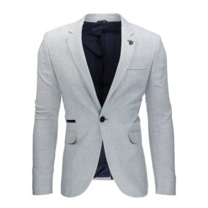 Luxusní pánské sako s nášivkami šedé barvy