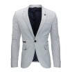 Luxusní pánské sako s nášivkami šedé barvy