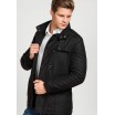 Černý pánský dlouhý kabát na zimu