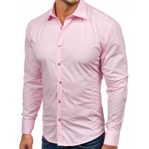 Klasická růžová pánská slim fit košile