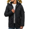 Černá pánská bunda s kapucí na zimu