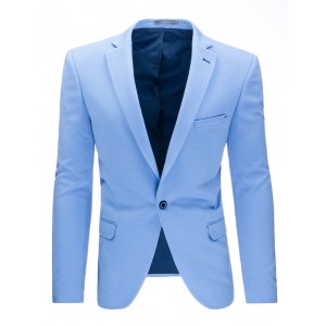Světle modré pánské sako s kapsou na hrudi
