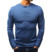 Prošívaný pánský svetr v modré barvě