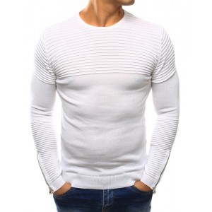 Pohodlný pánský svetr bílé barvy