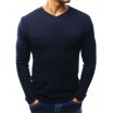 Pánský svetr s véčkovým výstřihem modré barvy