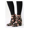 Černé dámské boty se vzorem květů