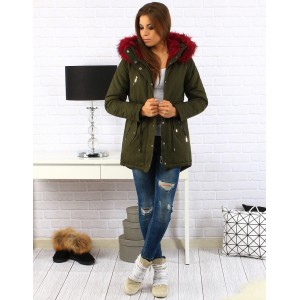 Khaki dámská zimní bunda s kapucí 