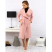 Dlouhé dámské kabáty růžové barvy