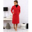 Dlouhý dámský kabát červené barvy