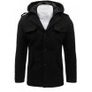 Černý pánský kabát s kapucí