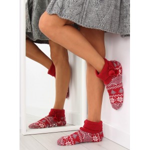 Zateplene dámské pantofle v červené barvě