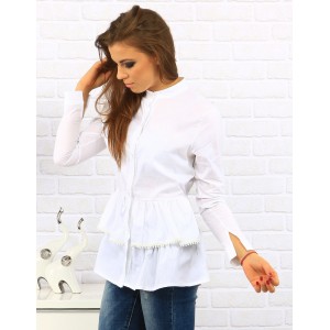 Pohodlná dámská košile s dlouhým rukávem bíle barvy