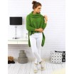  Sytě zelený dámský prodloužený pletený svetr