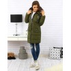 Moderní dámské zelené bundy s kapucí a kožešinou na zimu