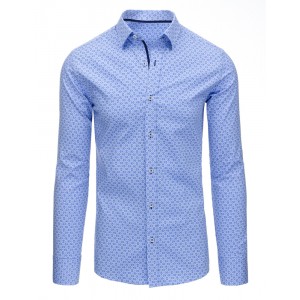 Světle modrá pánská vzorovaná slim fit košile s dlouhými rukávy