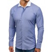 Světle modré pánské bavlněné košile slim fit s bílým límcem a knoflíky