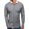 Elegantní pánská bavlněná košile v šedé barvě s bílým límcem