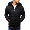 Moderní pánská zimní bunda s kapucí černé barvy 