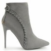 Elegantní dámské zimní boty s ostrou špičkou šedé barvy