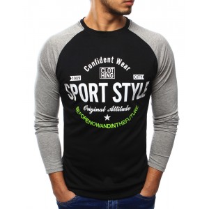 Sportovní pánské tričko černé barvy s dlouhým rukávem a nápisem