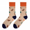 Veselé pánské ponožky béžové barvy s motivem lesa