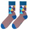 Kvalitní pánské ponožky béžové barvy s pestrobarevnou mozaikou