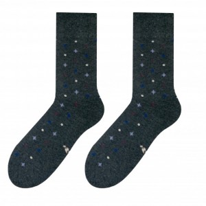 Stylové tmavě šedé pánské ponožky s barevnými hvězdičkami