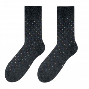 Kvalitní pánské ponožky šedé barvy s barevnými puntíky