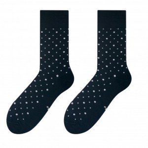 Stylové pánské ponožky tmavě modré barvy s bílými puntíky