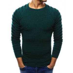 Stylový pánský pletený svetr tmavě zelené barvy