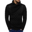 Elegantní pánský pletený svetr černé barvy s límcem