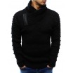 Bavlněné pánské pulovry černé barvy s límcem na zimu