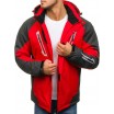 Červená pánská lyžařská bunda s kapucí a kapsami na zip